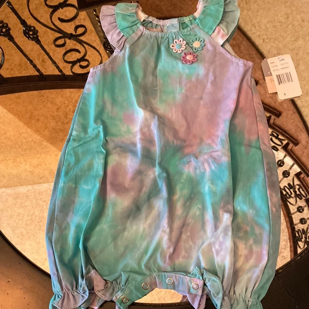 Pippa & Julie Baby Girl Tie Dye Bubble Romper NWT 24M